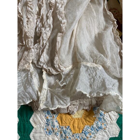 Antique Edwardian White Net Lace Silk Blouse Crochet Panels High Neck AS IS - Picture 13 of 16